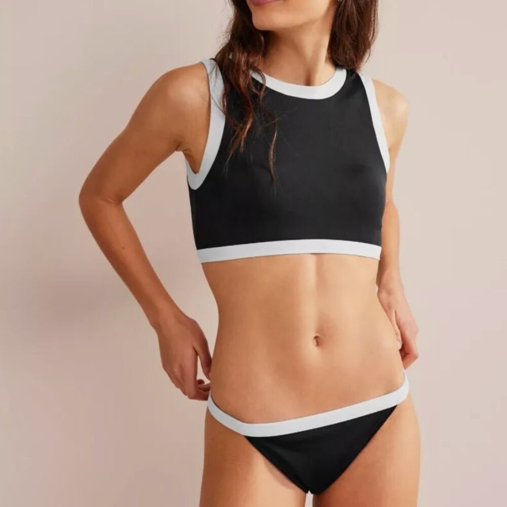 Boden black and white tanga swim bottoms